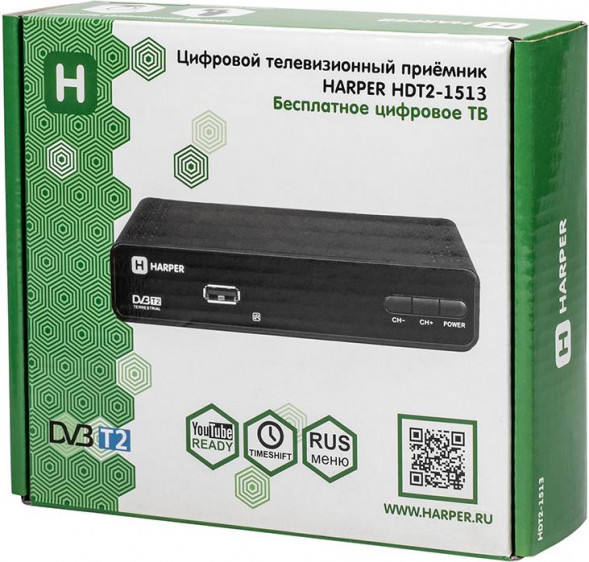 Цифровая телевизионная приставка HARPER HDT2-1513 DVB-T2/кнопки/MStar