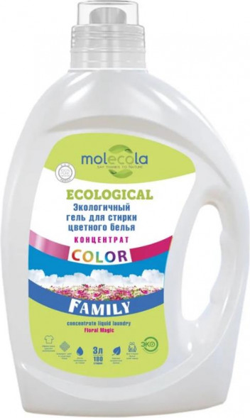 Гель для стирки MOLECOLA Гель для стирки FAMILY COLOR 3000 мл, 70808