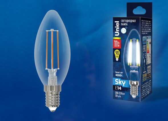 Лампочки светодиодные UNIEL (UL-00005165) LED-C35-11W/4000K/E14/CL PLS02WH