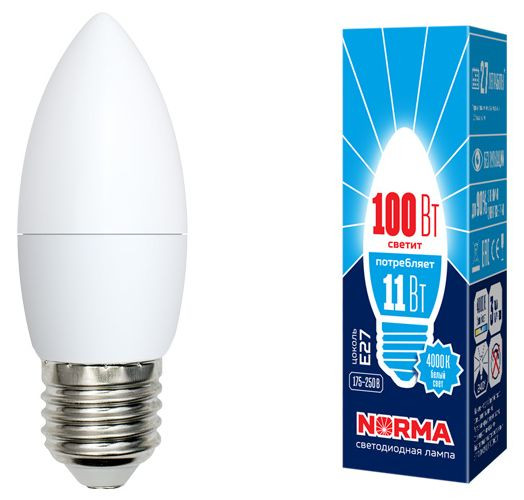 ЭЛЕКТРИКА VOLPE (UL-00003814) LED-C37-11W/NW/E27/FR/NR картон