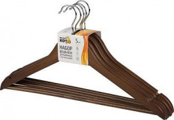 Набор вешалок РЫЖИЙ КОТ Набор вешалок деревянных с перекладиной, 5 шт, цвет темно-коричневый (107912)