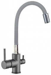 Смеситель GOTA ROCIO G351-538-GOTA Special Смеситель д/кухни шар. с доп.выходом д/питьев. воды с силикон.излив. d35 Серый