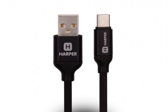 USB кабель HARPER SCH-730 BLACK (USB TYPE C, 1м, оплетка силикон)