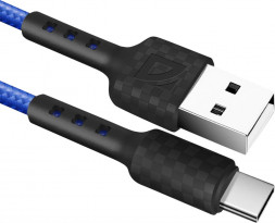 Кабель DEFENDER (87113BLU) USB кабель F181 TypeC 1м,2.4А, нейлон