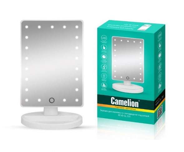 Светильник CAMELION (14006) M145-SL C01 бел. (Зеркало C LED подсветкой, 1X, дневн.свет, 5Вт,4*LR6)