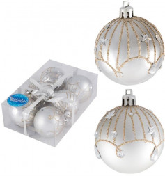 Шары и украшения ВОЛШЕБНАЯ СТРАНА "Блеск" 6шт., цвет золото-серебряный (007482)