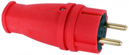 Штепсельная вилка VOLSTEN (14429) Sb1-PZ Red, Каучуковая Красная прямая