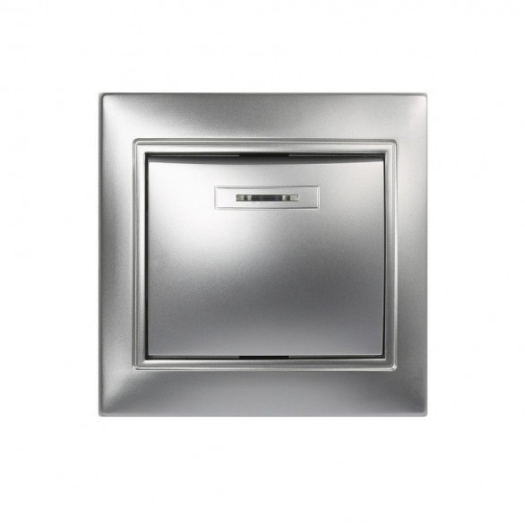 выключатель SMARTBUY (SBE-01s-10-SW1-1-c) Венера, 1-клавишный,серебрро