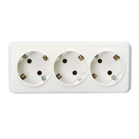 Розетка SMARTBUY (SBE-03w-16-S3-Z) Юпитер, 3-местная, белый