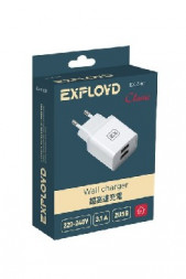 Сетевое ЗУ EXPLOYD EX-Z-611 Сетевое ЗУ 2.1А+1А 2хUSB белый Classic