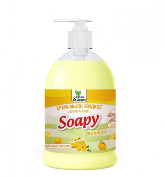 Жидкое мыло CLEAN&amp;GREEN CG8110 Крем-мыло жидкое &quot;Soapy&quot; бисквит увлажняющее с дозатором 500 мл.