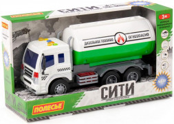 Игрушка ПОЛЕСЬЕ Сити , автомобиль с цистерной инерционный (со светом и звуком) (зелёный) (в коробке) 86402