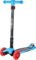 Самокат VELOBIBI 3-колесный Wizard (57*13*66-89см, кол. 118/76см PU со свет. склад. ручка) черный СМК-2110 ПП-00218762