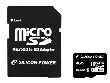 Карта памяти SILICON POWER MicroSDHC 4GB Class6+адаптер(5)