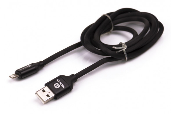 USB кабель HARPER SCH-530 BLACK ( 8PIN, 1м, оплетка силикон)