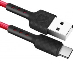 Кабель DEFENDER (87113RED) USB кабель F181 TypeC 1м,2.4А, нейлон