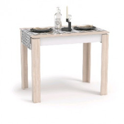 Стол обеденный МЕБЕЛЬ-КОМПЛЕКС Стол обеденный Оптима шимо светлый/белый (1уп)