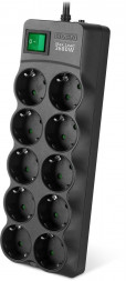 Сетевой фильтр SVEN SF-10E-16 1,8 м (10 розеток) черный