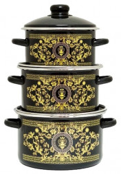 Набор посуды ЭСТЕТ Набор посуды ЭТ-75295 "Греческий узор" цилиндрический 2,0+3,0+4,0л