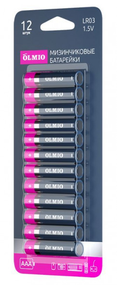 Элементы питания OLMIO AAA/LR03 12 (042879)