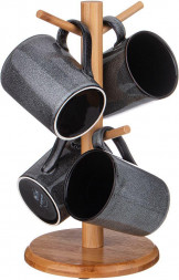 Набор кружек LEFARD НАБОР КРУЖЕК &quot;GRAPHITE&quot; НА ДЕР. ПОДСТАВКЕ 4 ШТ. 300 МЛ 11,5*8*9,5 СМ (КОР=12НАБ.) 474-232