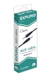 Кабель EXPLOYD EX-K-634 AUX Jack 3,5mm (M) - Jack 3,5mm (M) круглый стерео аудио 2M чёрный Classic