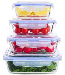 Набор жаропрочных мисок 8 пр. LORAINE 60038 белый/голубой