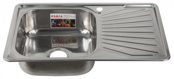 Мойка врезная FABIA 62322L Мойка врезная 78х48 левая толщина 0,8 мм глубина 180 мм + большой сифон с переливом