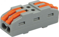 Клемма REXANT (07-6263-2-05) Клемма СМК 222-422 проходная 2 полюса (0,08-4 мм ), серая (5 шт./уп.)