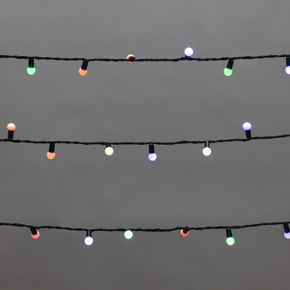 Гирлянда NEON-NIGHT (303-609) Гирлянда Мультишарики 20м, 200LED, диаметр 15 мм, IP44, зеленый провод, свечение мульти (RG/RB), мигание, 230В