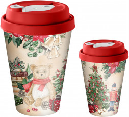 Емкость для сыпучих продуктов HOMVER Стакан с крышкой 420мл с декором с клапаном &quot;Игрушки&quot; (красный) 223137006/03