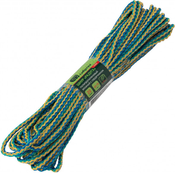 Шнур СИБРТЕХ Шнур вязаный полипропиленовый с серд.&quot;Радуга&quot;, 4 мм, L 20 м, 93950