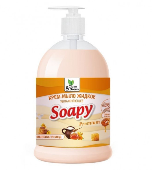Жидкое мыло CLEAN&amp;GREEN CG8113 Soapy молоко и мёд увлажняющее с дозатором 1000 мл.