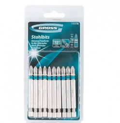 Набор бит GROSS Набор бит PH2х70, сталь S2, шестигранный профиль, 10 шт. 11378