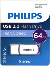 Флешка PHILIPS 64Gb SNOW2.0 Белый/Фиолетовый (FM64FD70B/97)