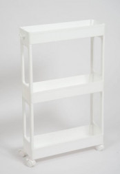 Этажерка VIOLET Этажерка узкая 3-х ярусная на колесах (белая) 760306