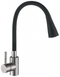 Смеситель АНТЕЙ 572576-ANT Мармелад Смеситель д/кухни шар. с силиконовым изливом черный нерж.сталь