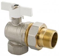 Кран шаровый TITAN 259 Кран шаровый угловой с американкой 1 белая, бабочка/латунный