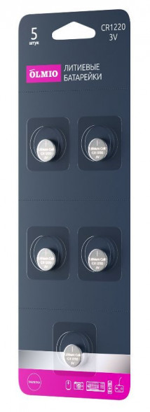 Элементы питания OLMIO CR1220 05 (042887)