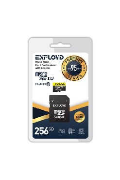 Карта памяти EXPLOYD MicroSDXC 256GB Class10 + адаптер SD (95MB/s)