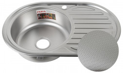 Мойка врезная FABIA 62329DL Мойка врезная декор 77х50 левая толщина 0,8 мм глубина 180 мм + большой сифон с перели