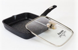 Сковорода МЕЧТА С64803 Гранит star 24*24 см с несъемной ручкой и стекл. крышкой