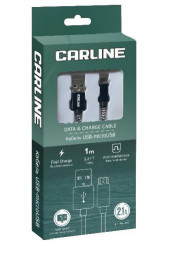 Кабель CARLINE CAB03121 USB-microUSB 2.1А 1 метр тканевая оплетка