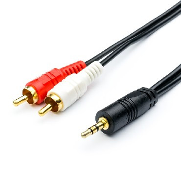 Аудио-видео шнур ATCOM (АТ7397) кабель Audio DC3.5 - &gt; 2RCA mini-Jack(M) - &gt; 2 тюльпана (M) 1,5 м (10)