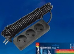 Удлинитель UNIEL UL-00003604 S-CD3-3 BLACK Standart 3м 3 гнезда б/з Черный