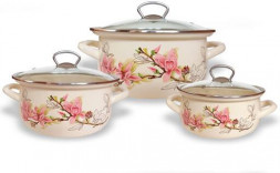 Набор посуды КМЗ Магнолия-1-экстра стиль эмал сфер (3 предмета)