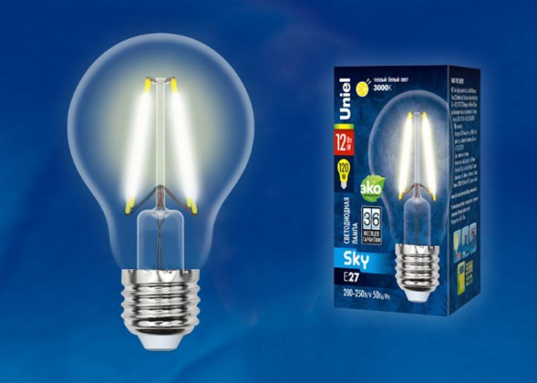 Форма &quot;А&quot; UNIEL (UL-00004866) LED-A60-12W/3000K/E27/CL PLS02WH