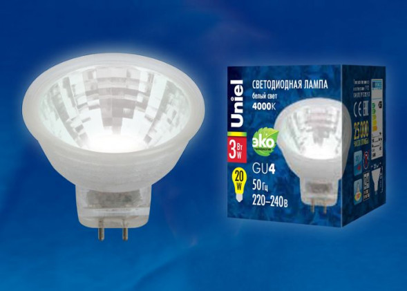 ЭЛЕКТРИКА UNIEL (UL-00001703) LED-MR11-3W/NW/GU4/220V GLZ21TR