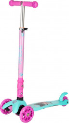Самокат VELOBIBI 3-х колесный City (54*11*62-84см,кол. 118/76мм PU, склад. ручка, до 50кг) бирюза СМК-2613 ПП-00220251