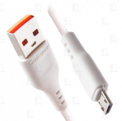 Дата-кабель GOPOWER (00-00018563) Кабель GP01M USB (m)-microUSB (m) 1.0м 2.4A белый